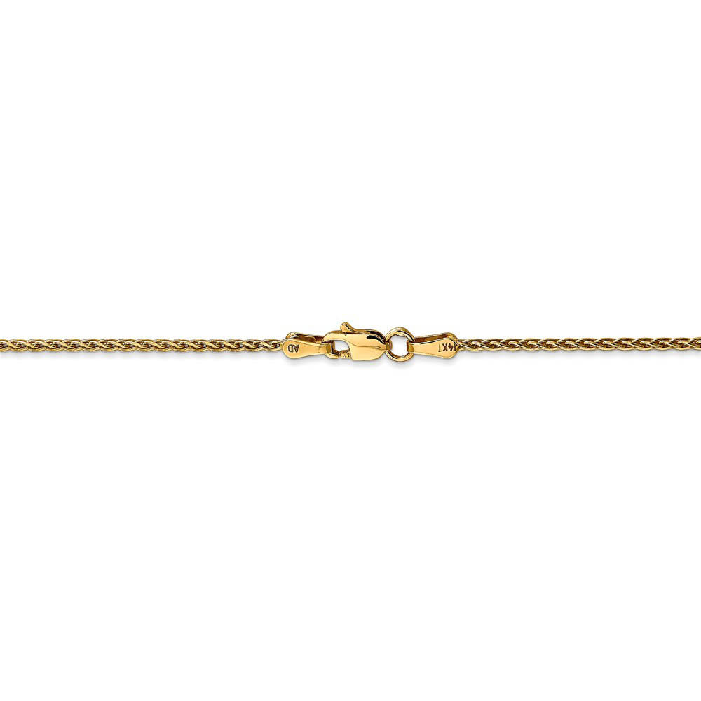 Alternate view of the 1.5mm, 14k Yellow Gold, Solid Parisian Wheat Chain Bracelet by The Black Bow Jewelry Co.
