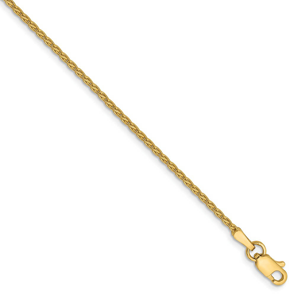 1.5mm, 14k Yellow Gold, Solid Parisian Wheat Chain Anklet, 9 Inch, Item C8594-09 by The Black Bow Jewelry Co.