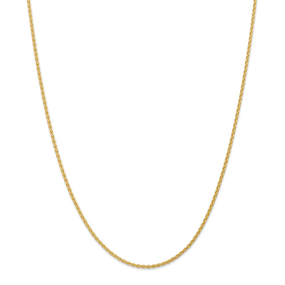 Alternate view of the 1.75mm, 14k Yellow Gold, Solid Parisian Wheat Chain Necklace by The Black Bow Jewelry Co.