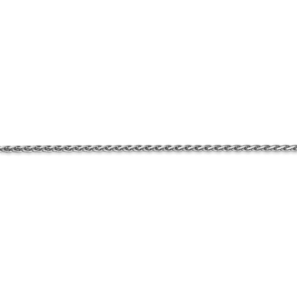 Alternate view of the 1.9mm, 14k White Gold, Solid D/C Round Wheat Chain Bracelet by The Black Bow Jewelry Co.