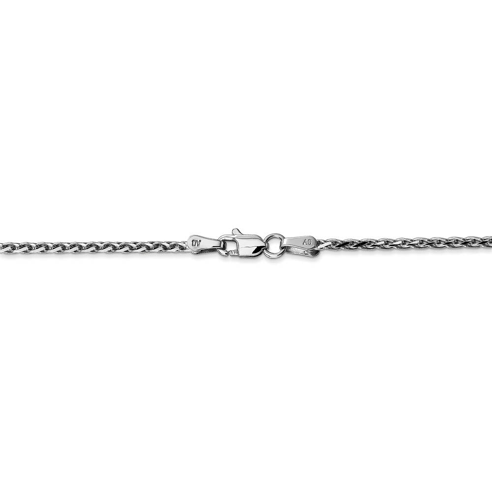Alternate view of the 1.9mm, 14k White Gold, Solid D/C Round Wheat Chain Bracelet by The Black Bow Jewelry Co.