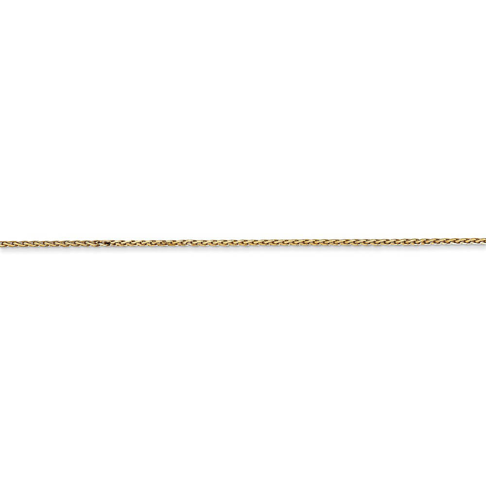 Alternate view of the 0.8mm, 14K Yellow Gold Diamond Cut Round Wheat Chain Anklet - 10 inch by The Black Bow Jewelry Co.