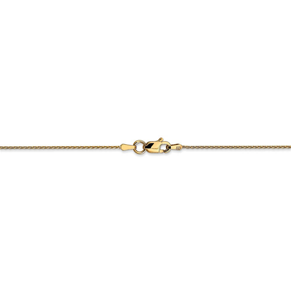 Alternate view of the 0.8mm, 14K Yellow Gold Diamond Cut Round Wheat Chain Anklet - 10 inch by The Black Bow Jewelry Co.