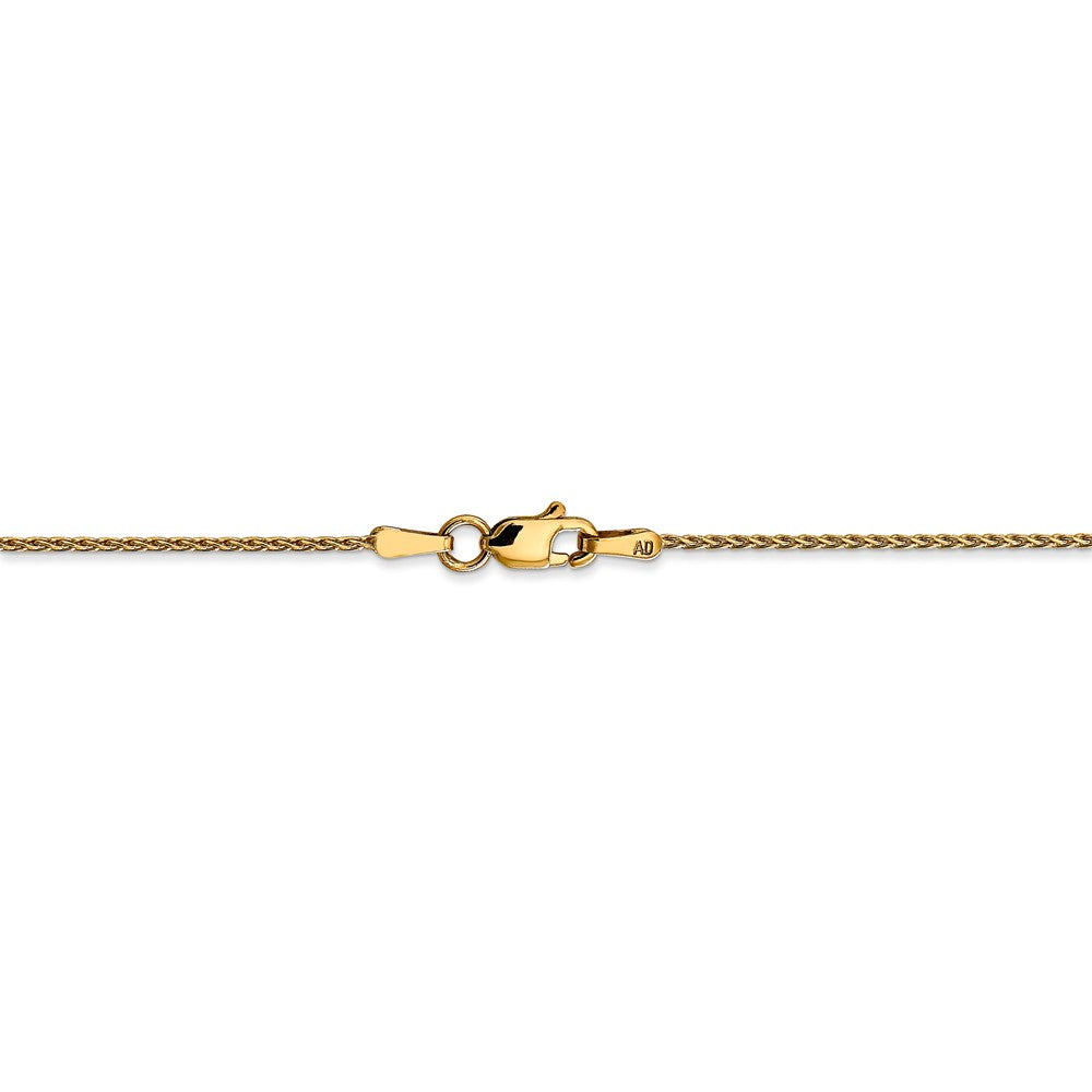 Alternate view of the 1mm 14k Yellow Gold Diamond Cut Round Wheat Chain Bracelet by The Black Bow Jewelry Co.
