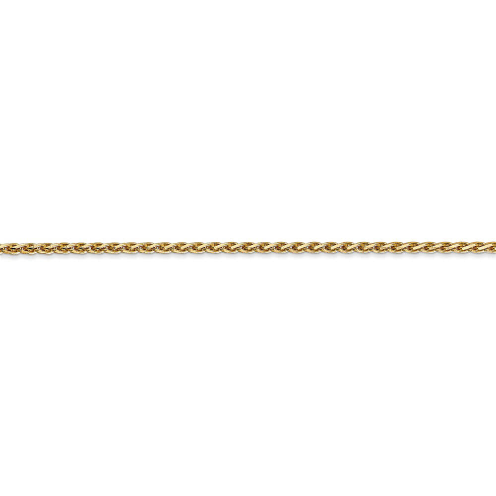 Alternate view of the 1.9mm 14k Yellow Gold Diamond Cut Round Wheat Chain Bracelet by The Black Bow Jewelry Co.