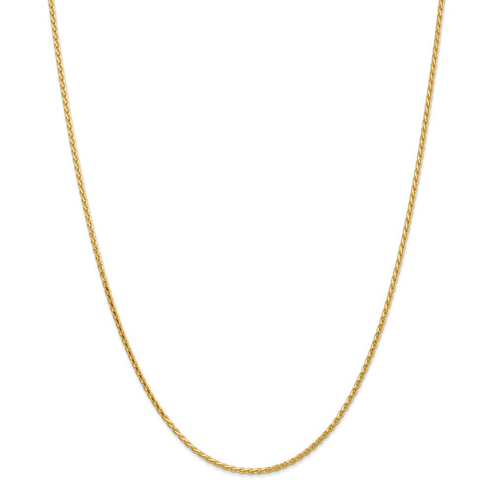 Alternate view of the 1.9mm 14k Yellow Gold Diamond Cut Round Wheat Chain Necklace by The Black Bow Jewelry Co.