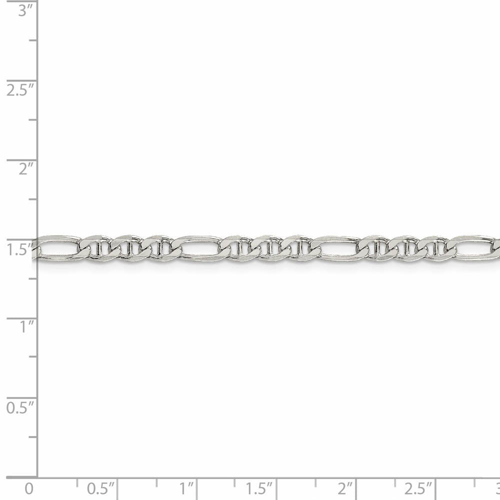 Alternate view of the 3.75mm Sterling Silver Solid Figaro Anchor Chain Bracelet by The Black Bow Jewelry Co.