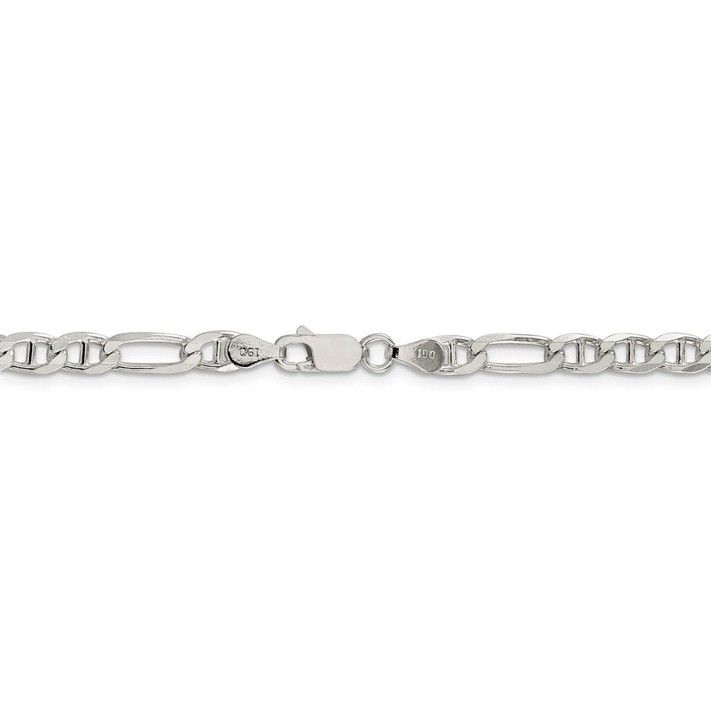 Alternate view of the 4.5mm Sterling Silver Solid Figaro Anchor Chain Bracelet by The Black Bow Jewelry Co.