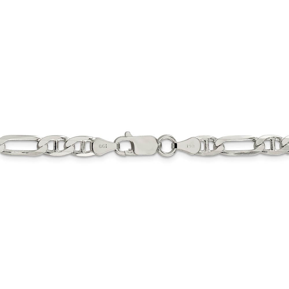 Alternate view of the 5.5mm Sterling Silver Solid Figaro Anchor Chain Bracelet by The Black Bow Jewelry Co.