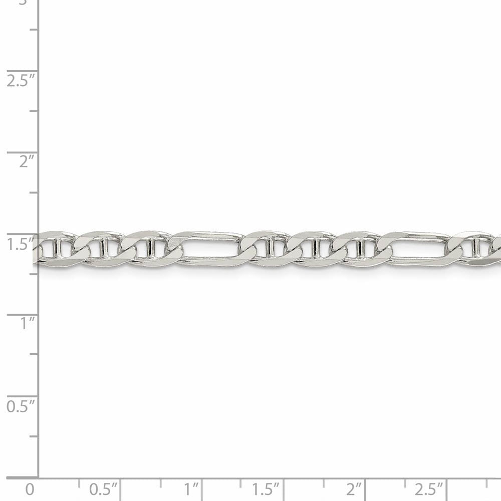 Alternate view of the 5.5mm Sterling Silver Solid Figaro Anchor Chain Bracelet by The Black Bow Jewelry Co.
