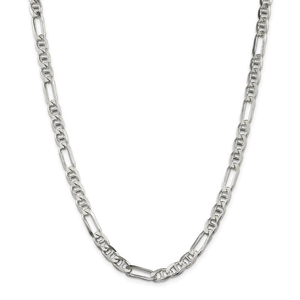 Alternate view of the Mens 6.5mm Sterling Silver Solid Figaro Anchor Chain Necklace by The Black Bow Jewelry Co.