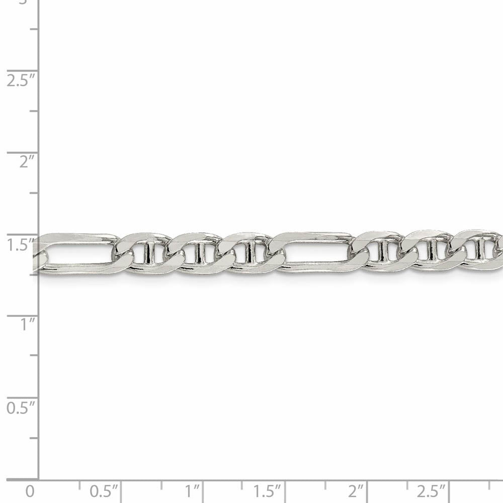 Alternate view of the Mens 6.5mm Sterling Silver Solid Figaro Anchor Chain Necklace by The Black Bow Jewelry Co.