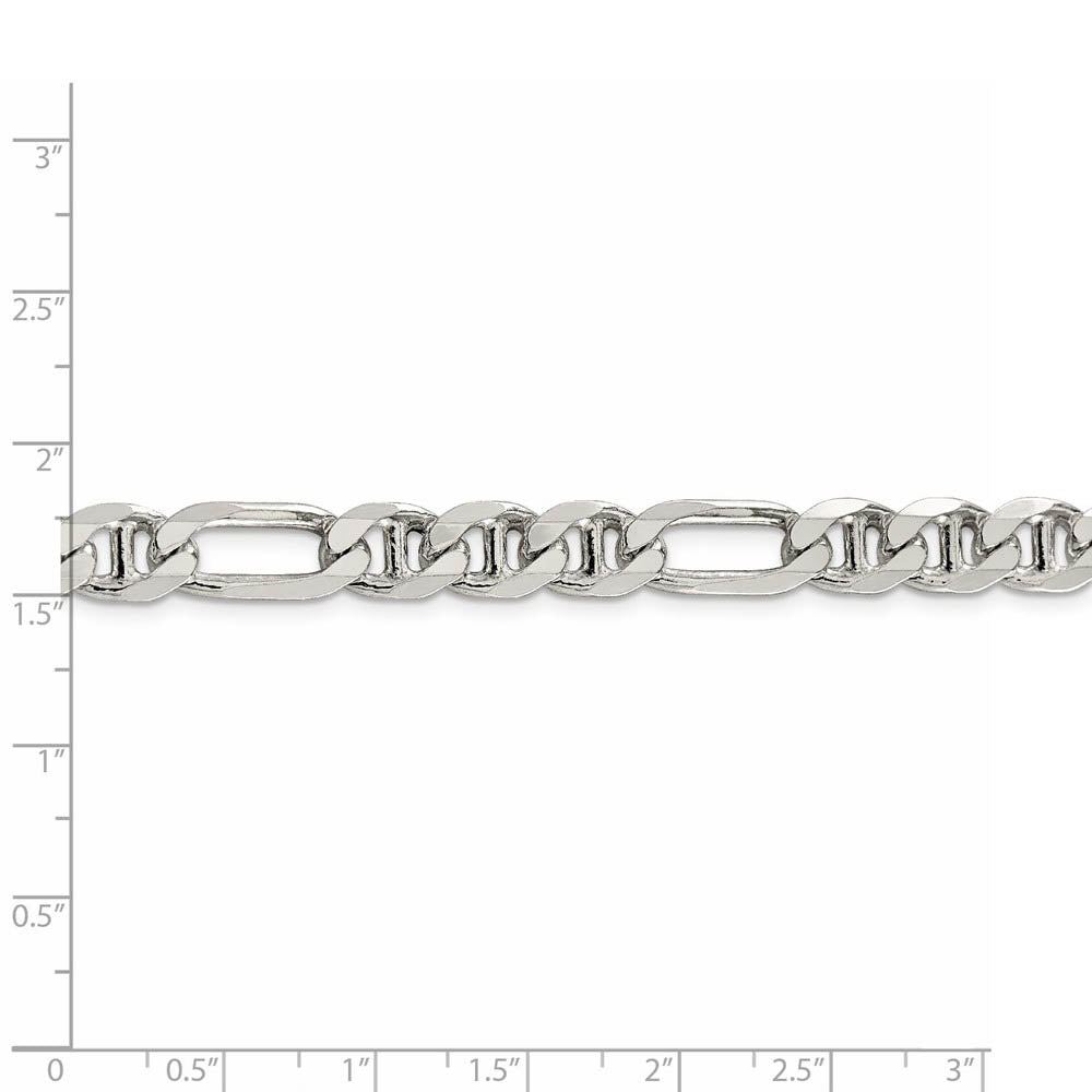 Alternate view of the Mens 7.75mm Sterling Silver Solid Figaro Anchor Chain Necklace by The Black Bow Jewelry Co.