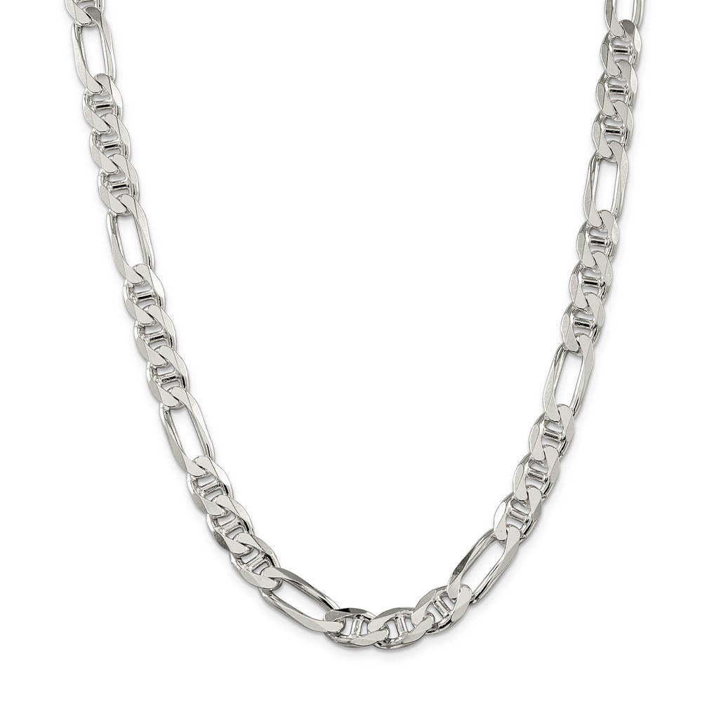 Alternate view of the Mens 8.75mm Sterling Silver Solid Figaro Anchor Chain Necklace by The Black Bow Jewelry Co.