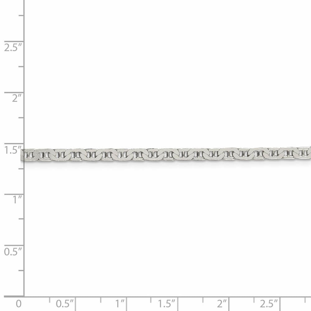 Alternate view of the 3mm, Sterling Silver, Flat Anchor Chain Anklet or Bracelet by The Black Bow Jewelry Co.