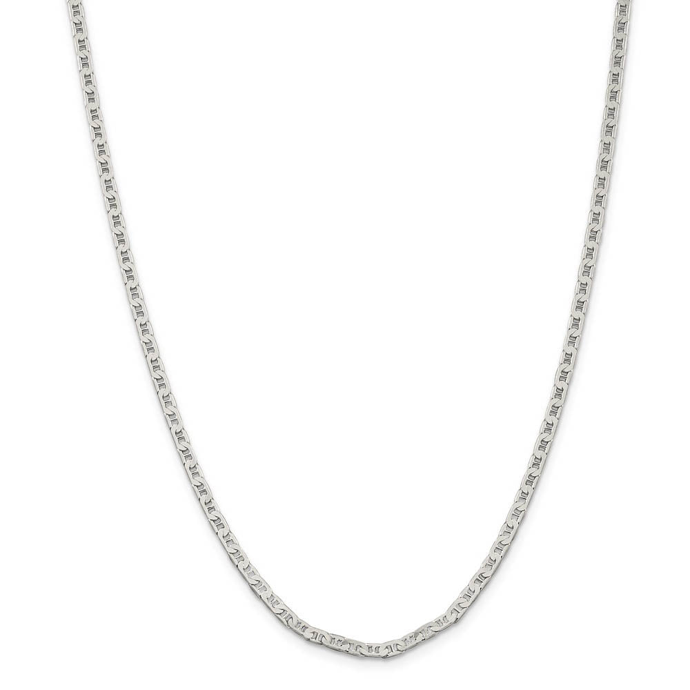 Alternate view of the 3mm, Sterling Silver, Flat Anchor Chain Necklace by The Black Bow Jewelry Co.