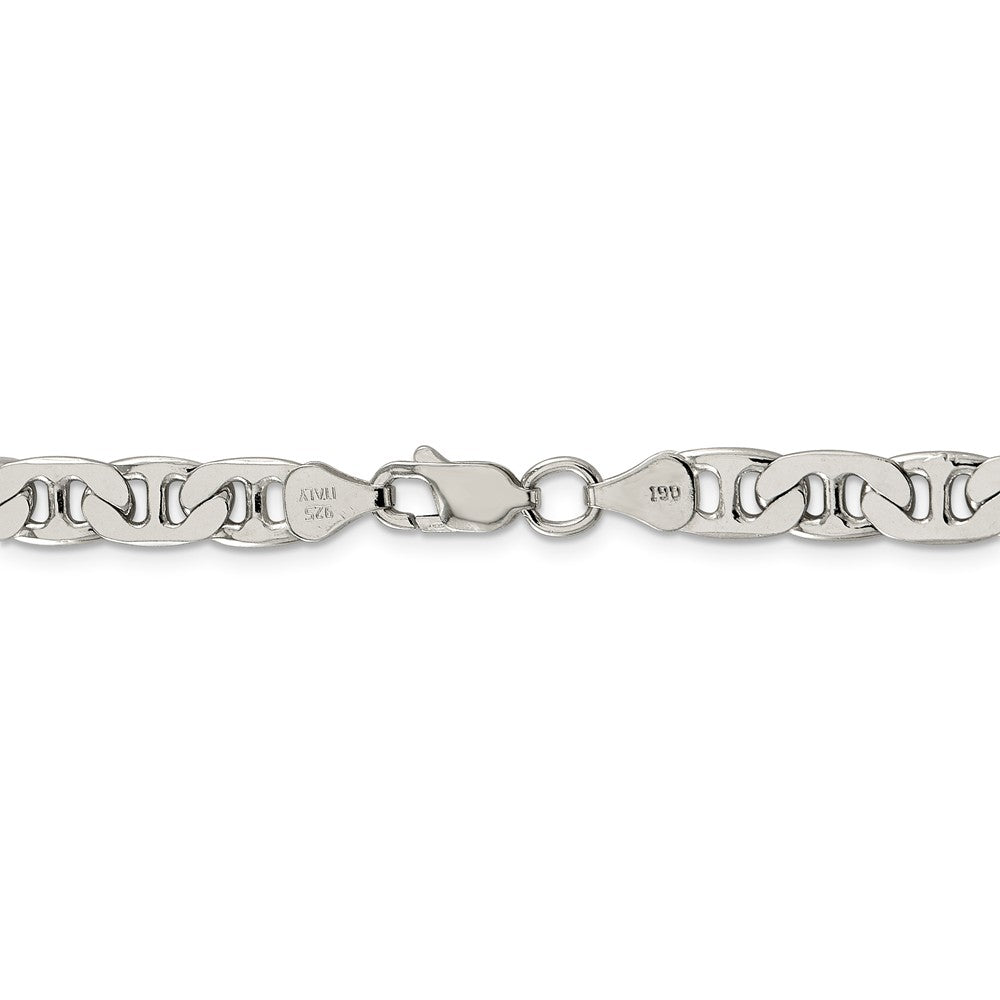 Alternate view of the Men&#39;s 6.5mm, Sterling Silver, Solid Flat Anchor Chain Necklace by The Black Bow Jewelry Co.