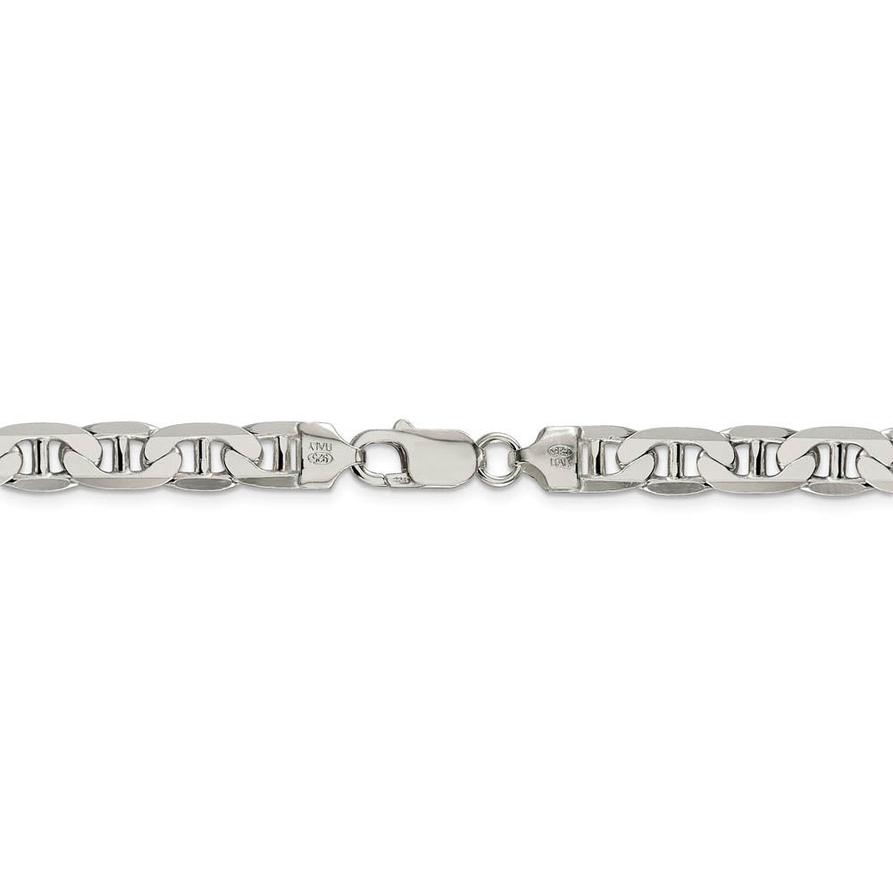 Alternate view of the Men's 7mm, Sterling Silver, Solid Anchor Chain Necklace by The Black Bow Jewelry Co.