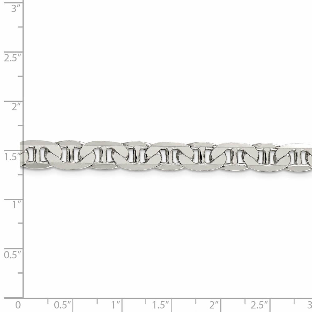 Alternate view of the Men's 7mm, Sterling Silver, Solid Anchor Chain Necklace by The Black Bow Jewelry Co.