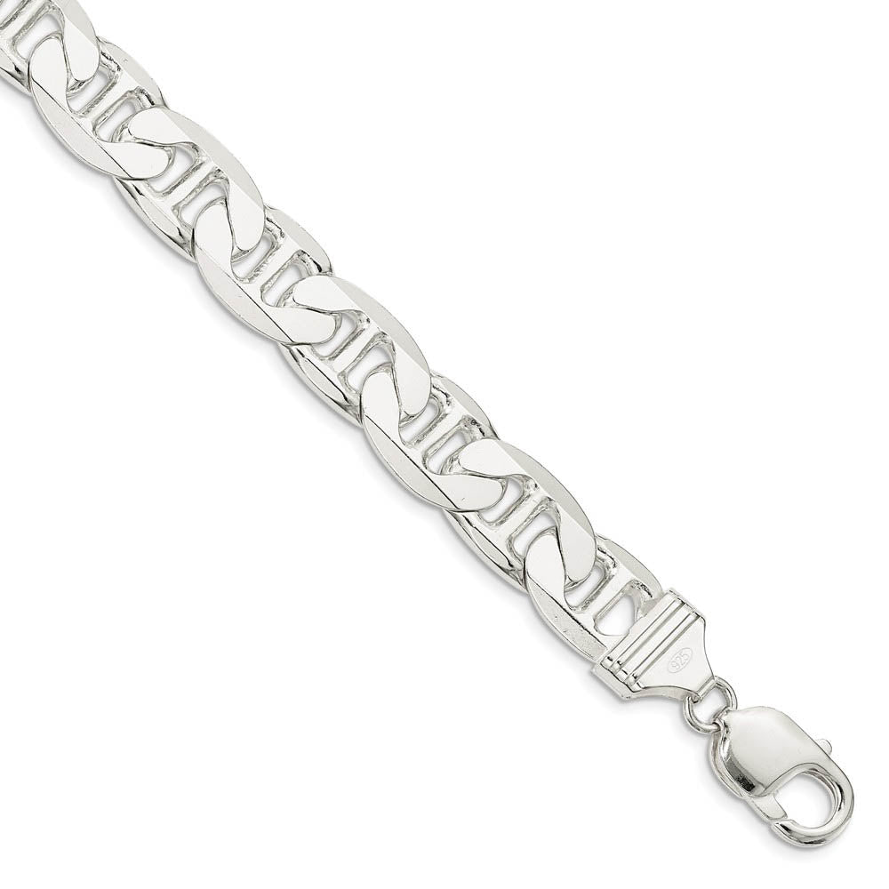 Men's 11.5mm, Sterling Silver, Solid Anchor Chain Bracelet, Item C8619-B by The Black Bow Jewelry Co.