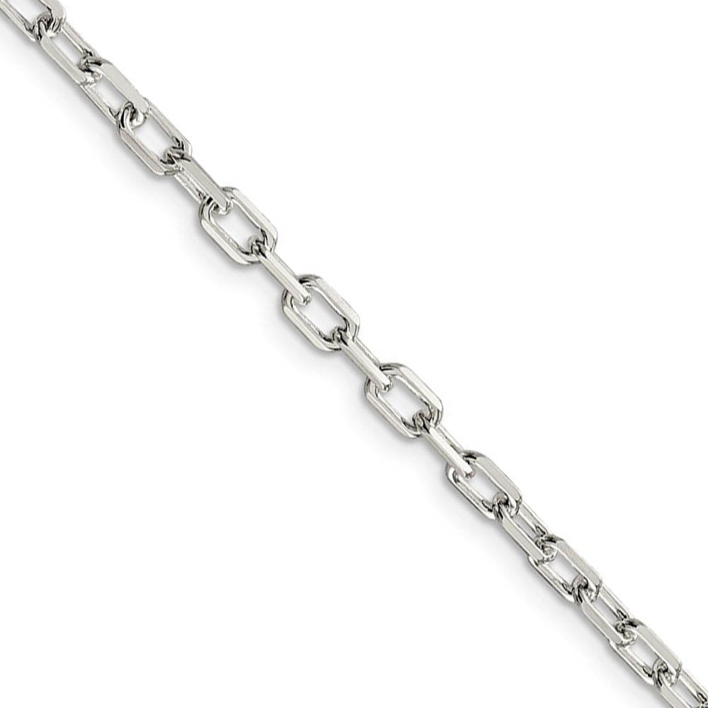 3.5mm Sterling Silver D/C Solid Elongated Cable Chain Necklace, Item C8623 by The Black Bow Jewelry Co.