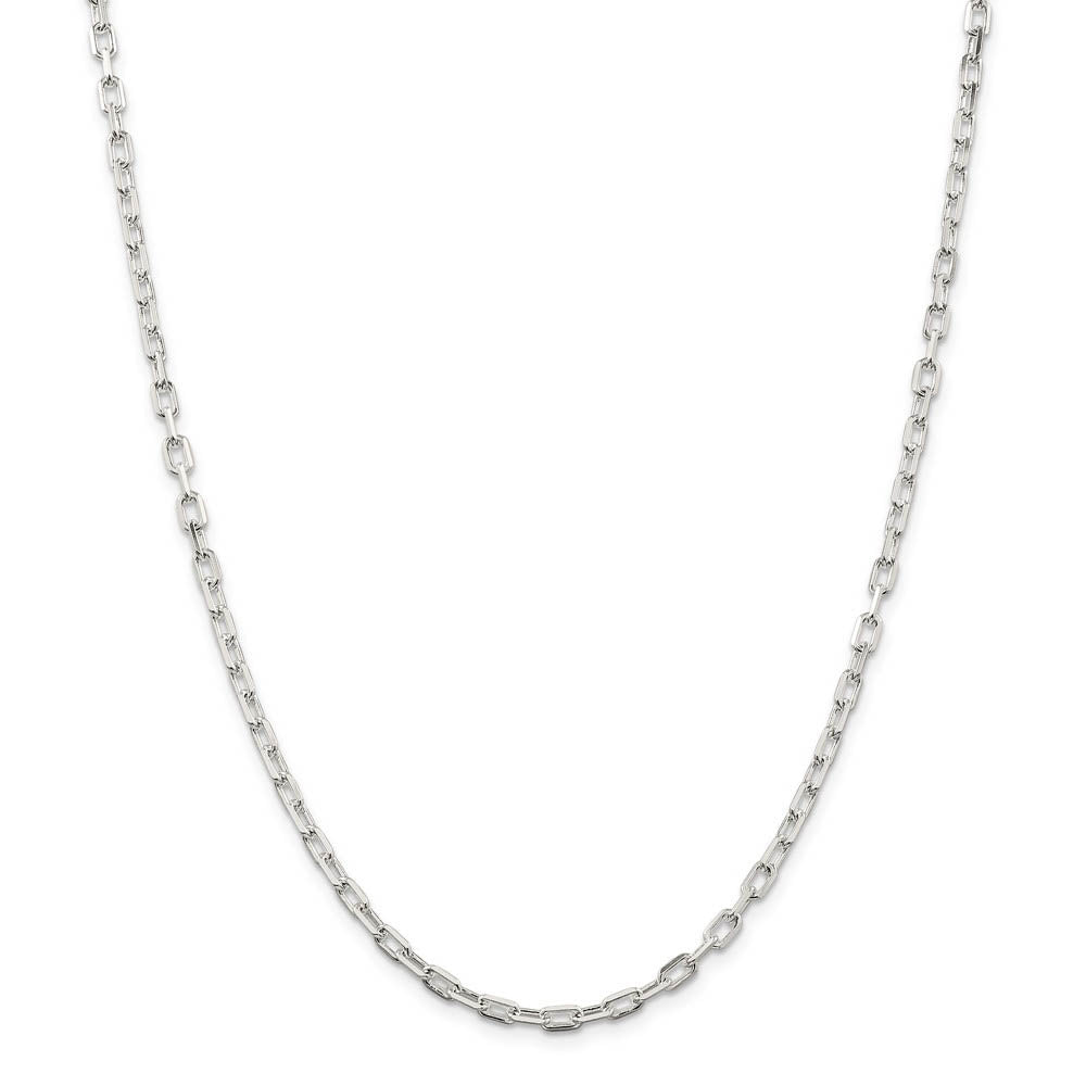 Alternate view of the 3.5mm Sterling Silver D/C Solid Elongated Cable Chain Necklace by The Black Bow Jewelry Co.