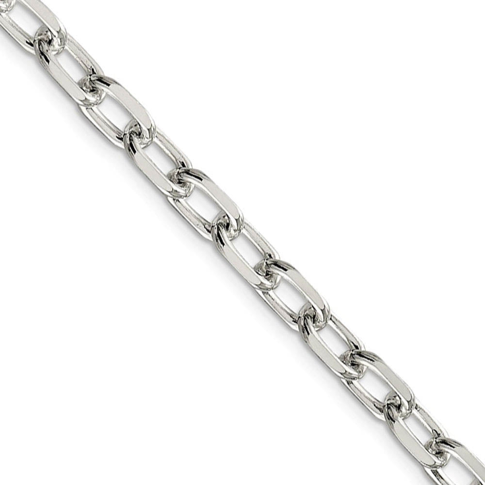 Men's 6.5mm Sterling Silver D/C Solid Elongated Cable Chain Necklace, Item C8626 by The Black Bow Jewelry Co.