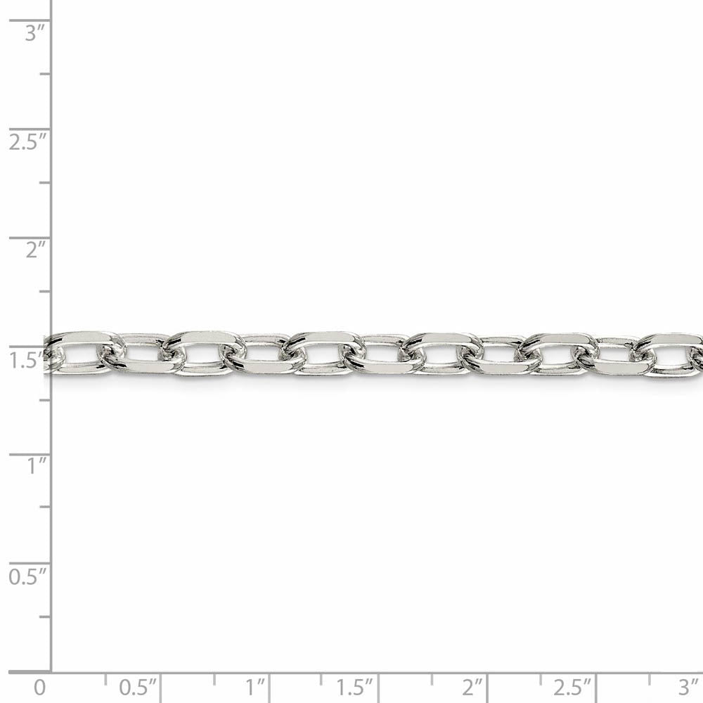 Alternate view of the Men's 6.5mm Sterling Silver D/C Solid Elongated Cable Chain Necklace by The Black Bow Jewelry Co.