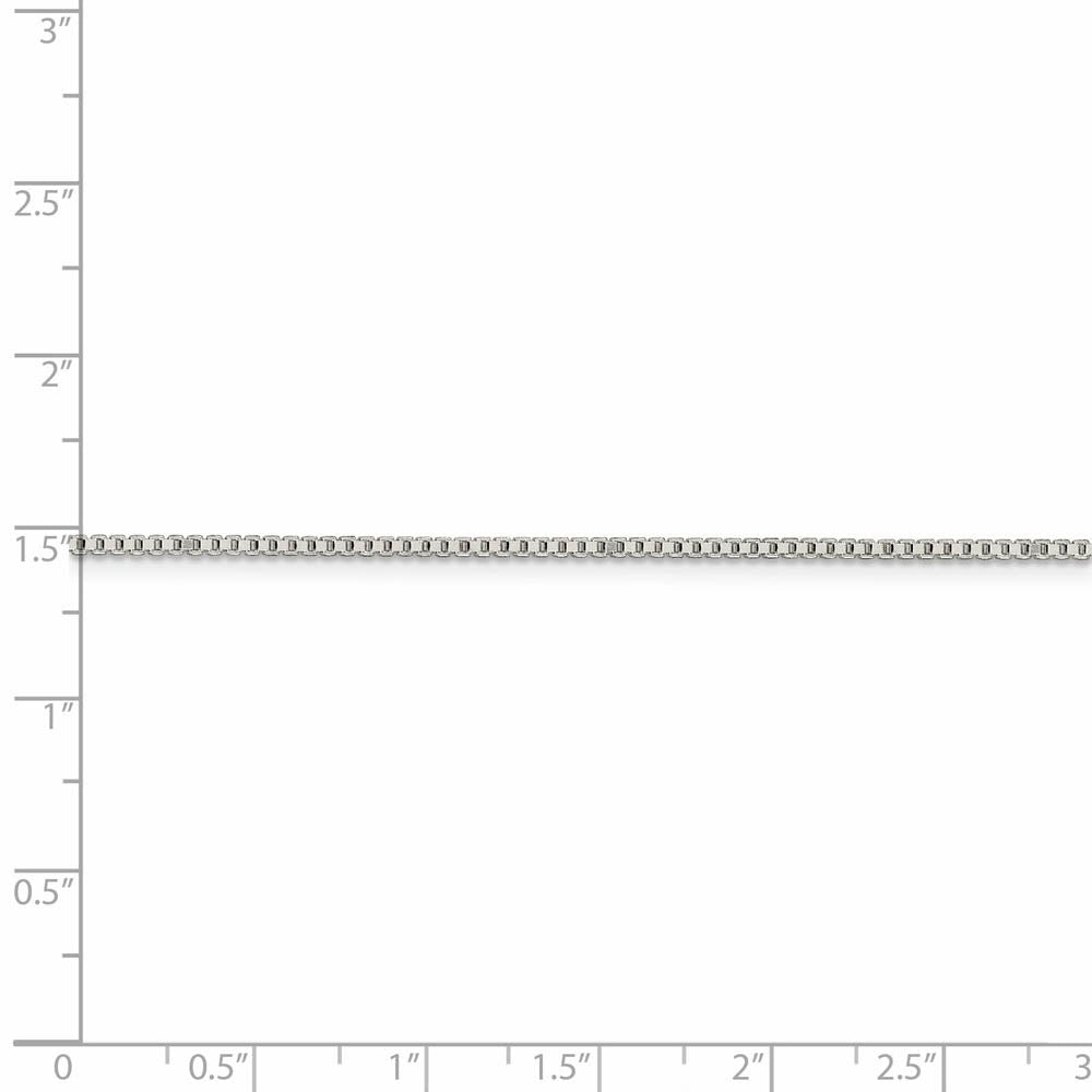Alternate view of the 1.4mm, Sterling Silver, Solid Box Chain Bracelet by The Black Bow Jewelry Co.