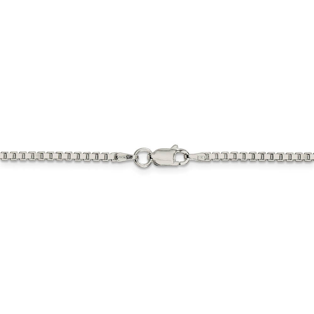 Alternate view of the 1.9mm, Sterling Silver, Solid Box Chain Bracelet by The Black Bow Jewelry Co.