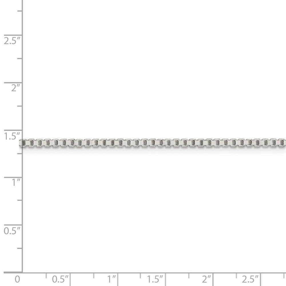 Alternate view of the 1.9mm, Sterling Silver, Solid Box Chain Bracelet by The Black Bow Jewelry Co.