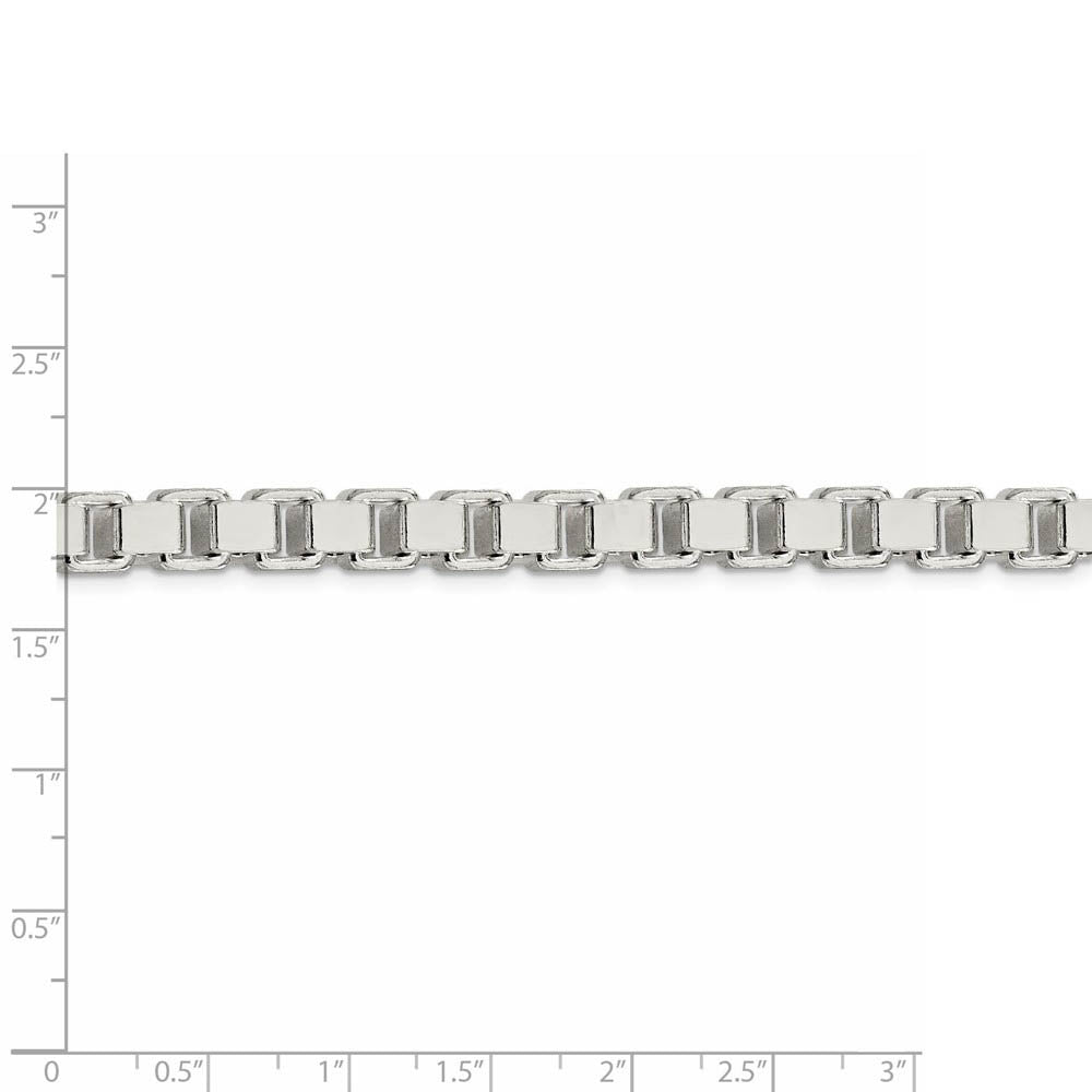 Alternate view of the Men's 7mm, Sterling Silver, Solid Box Chain Necklace by The Black Bow Jewelry Co.