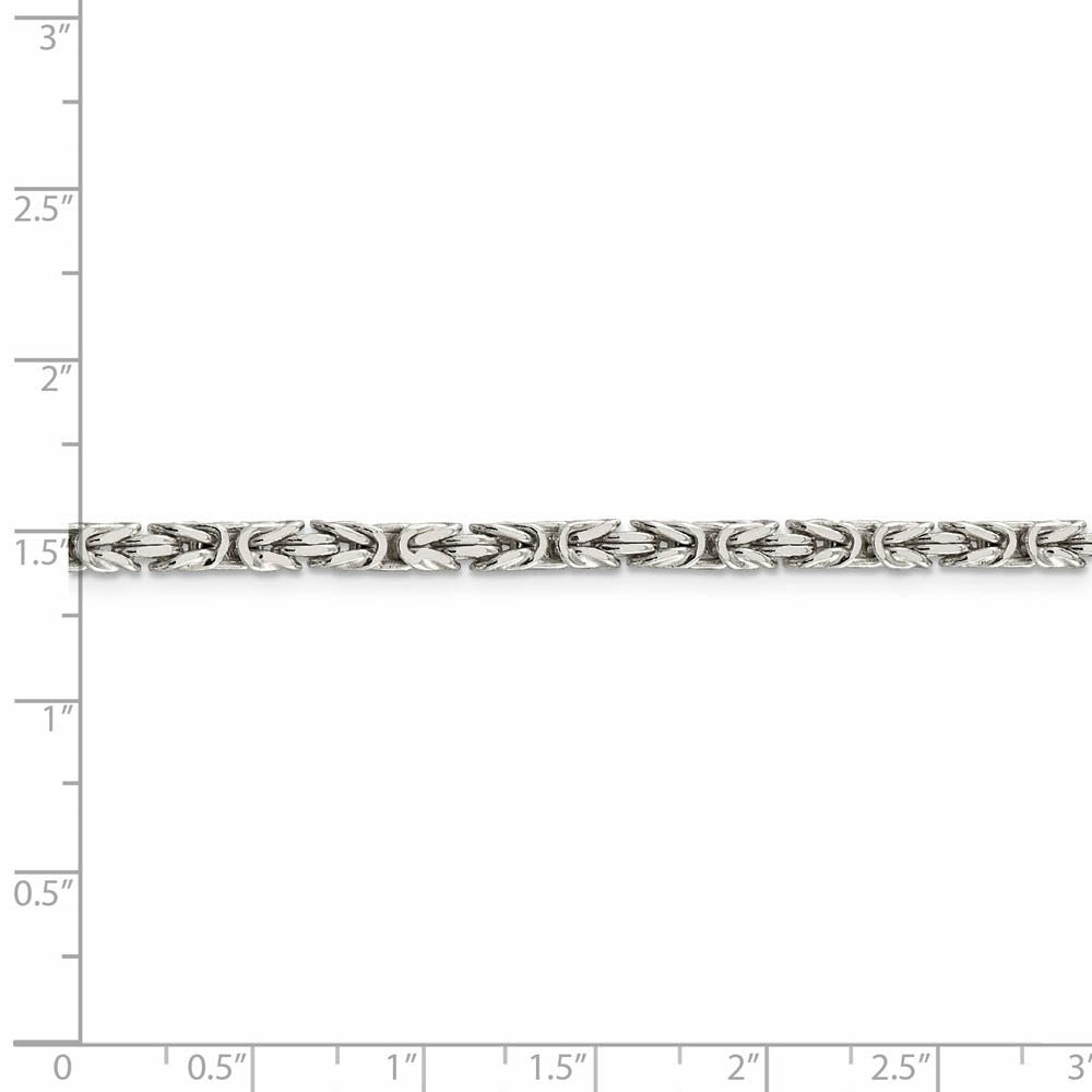 Alternate view of the 3.25mm, Sterling Silver, Solid Byzantine Chain Necklace by The Black Bow Jewelry Co.