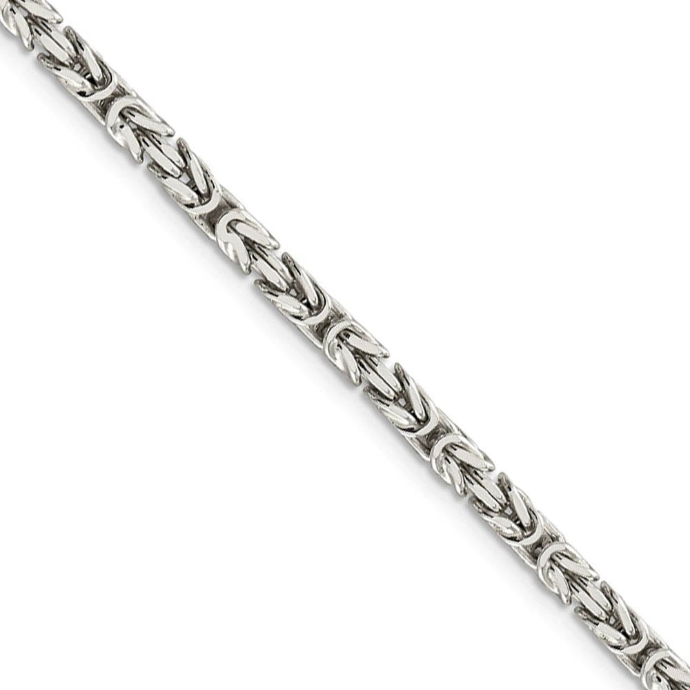 3.25mm, Sterling Silver, Solid Byzantine Chain Necklace