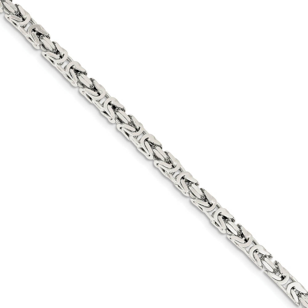 4.25mm, Sterling Silver, Solid Byzantine Chain Bracelet, Item C8646-B by The Black Bow Jewelry Co.