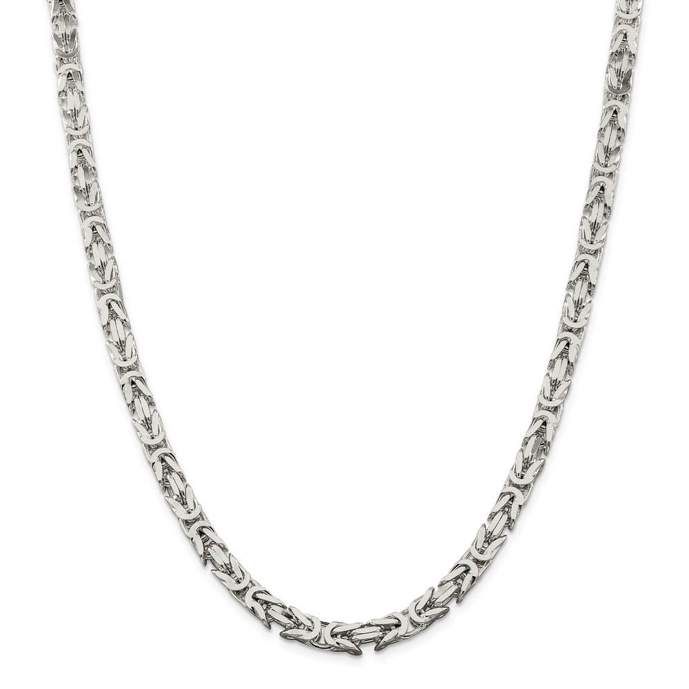 Alternate view of the Men's 6mm, Sterling Silver, Solid Byzantine Chain Necklace by The Black Bow Jewelry Co.