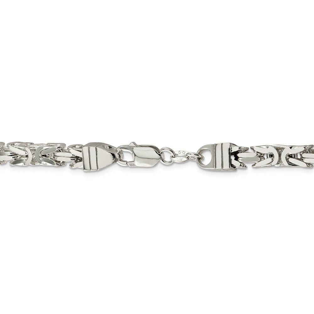 Alternate view of the Men's 6mm, Sterling Silver, Solid Byzantine Chain Necklace by The Black Bow Jewelry Co.