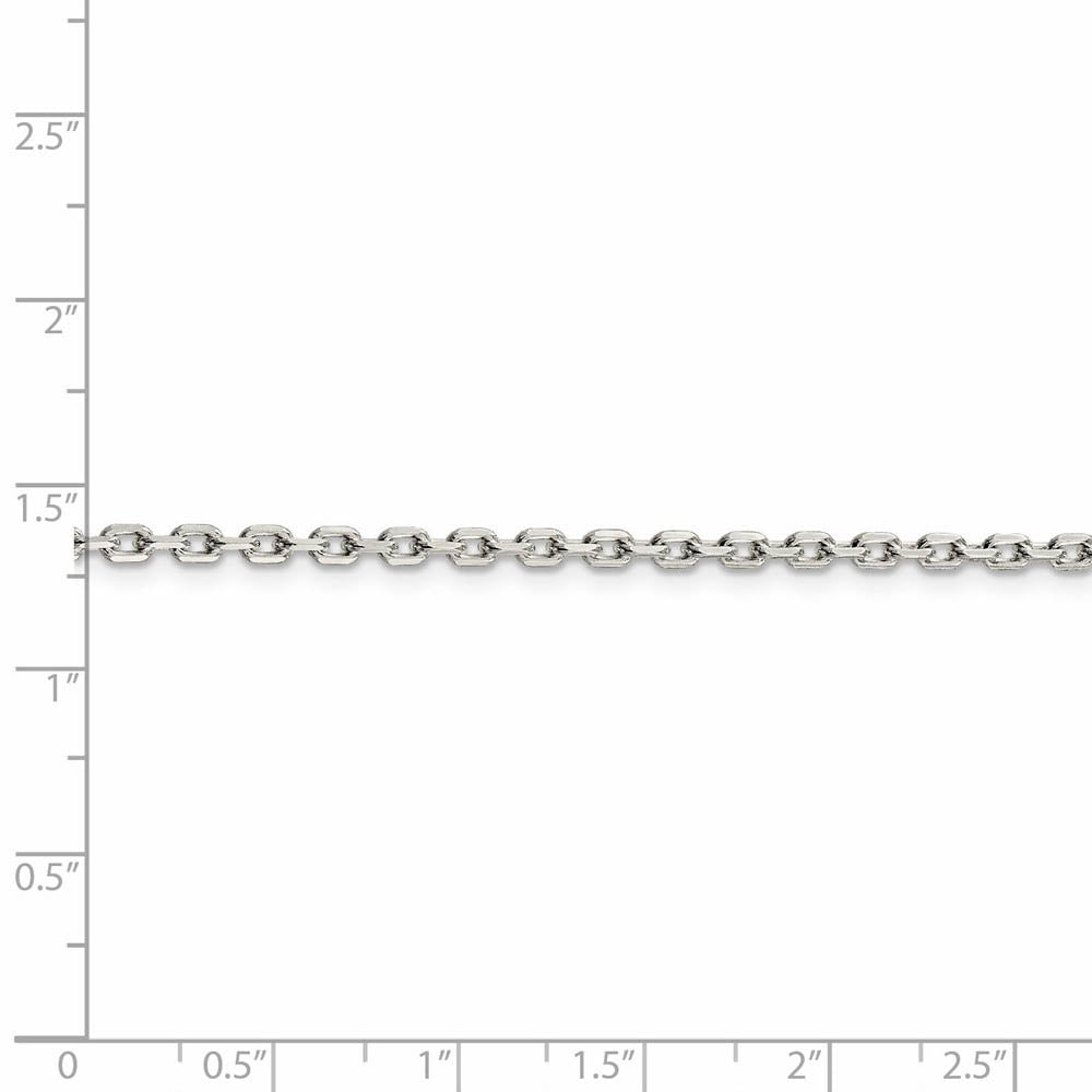 Alternate view of the 2.75mm Sterling Silver Solid Beveled Oval Cable Chain Necklace by The Black Bow Jewelry Co.