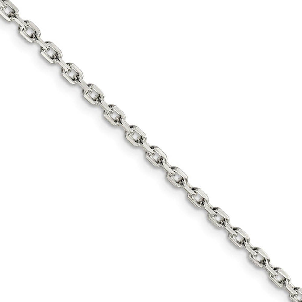 2.75mm Sterling Silver Solid Beveled Oval Cable Chain Necklace