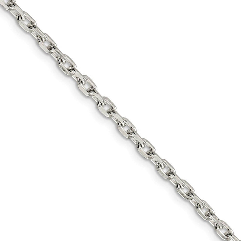 3.25mm Sterling Silver Solid Beveled Oval Cable Chain Necklace, Item C8656 by The Black Bow Jewelry Co.