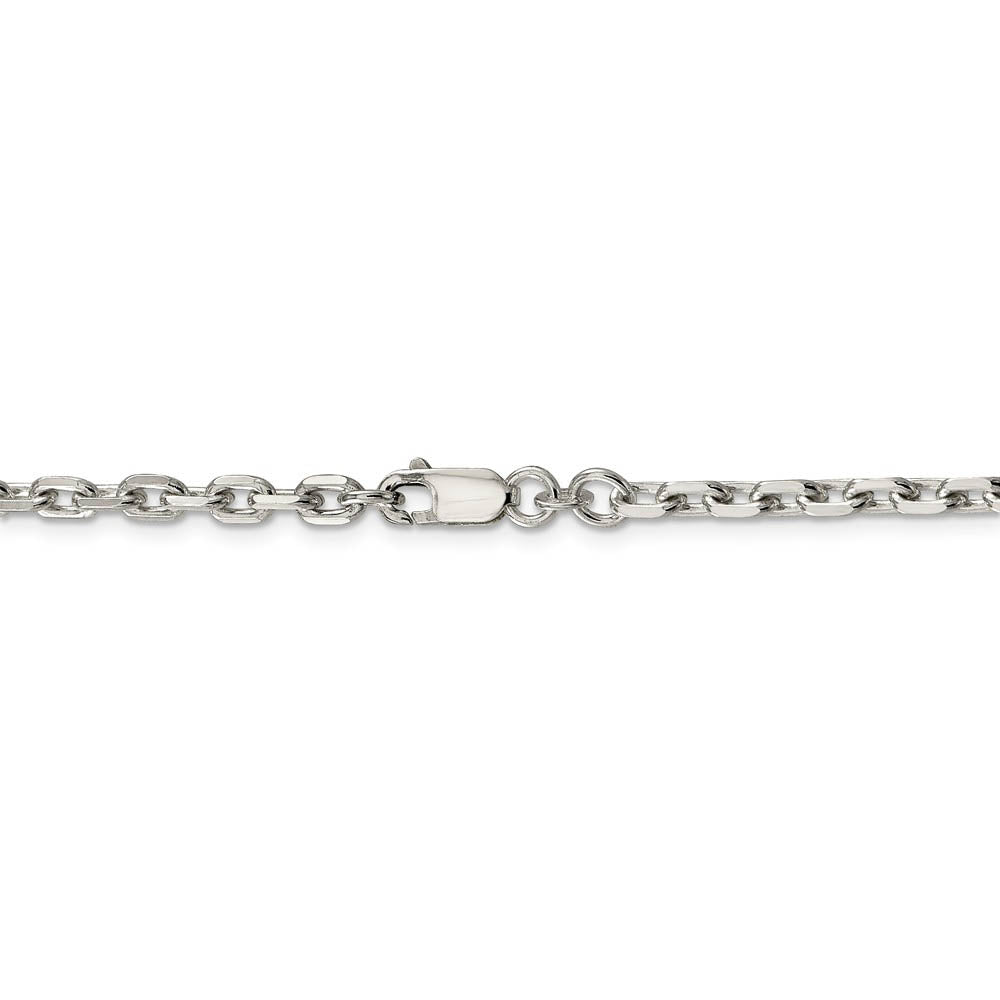 Alternate view of the 4mm Sterling Silver Solid Beveled Oval Cable Chain Necklace by The Black Bow Jewelry Co.