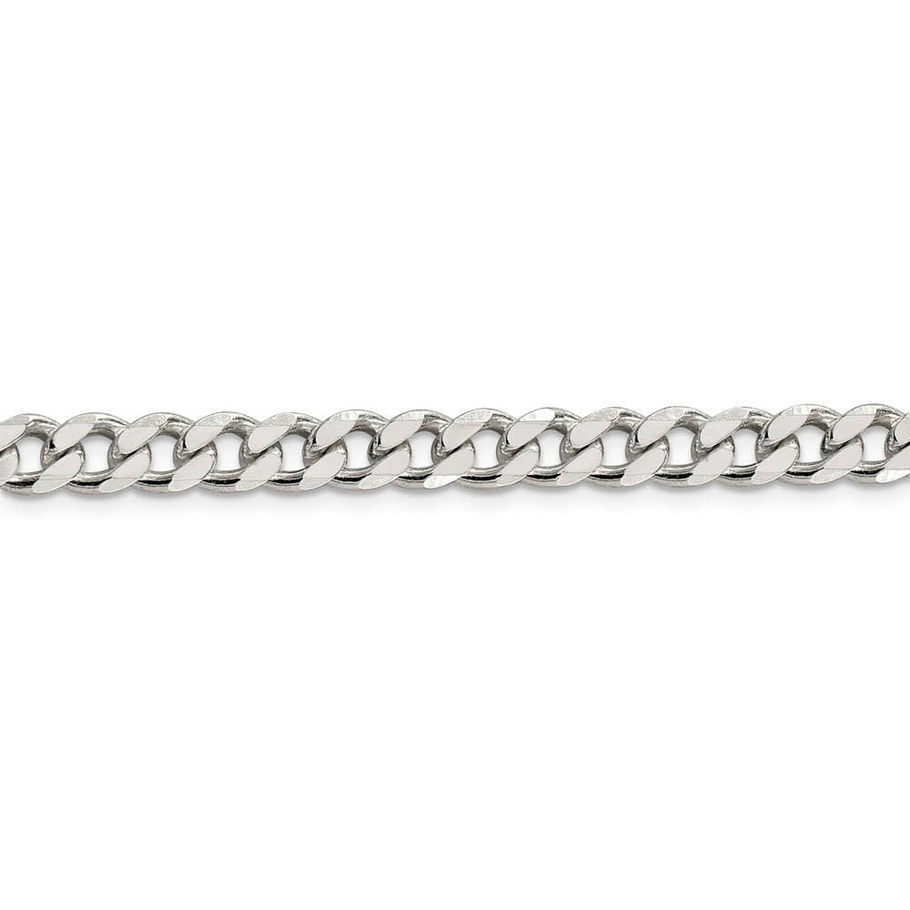 Alternate view of the Men's 7mm, Sterling Silver Solid Flat Curb Chain Bracelet by The Black Bow Jewelry Co.