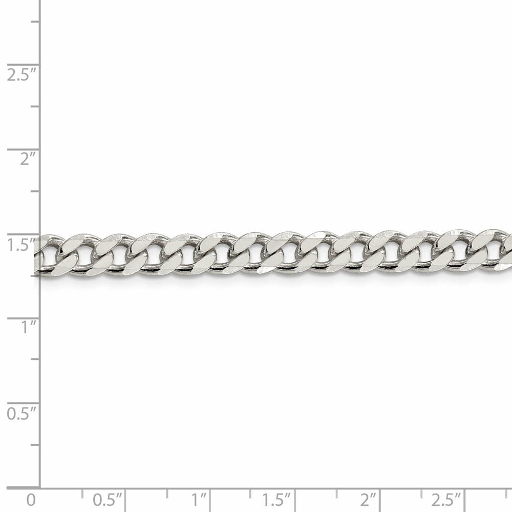 Alternate view of the Men's 7mm, Sterling Silver Solid Flat Curb Chain Bracelet by The Black Bow Jewelry Co.