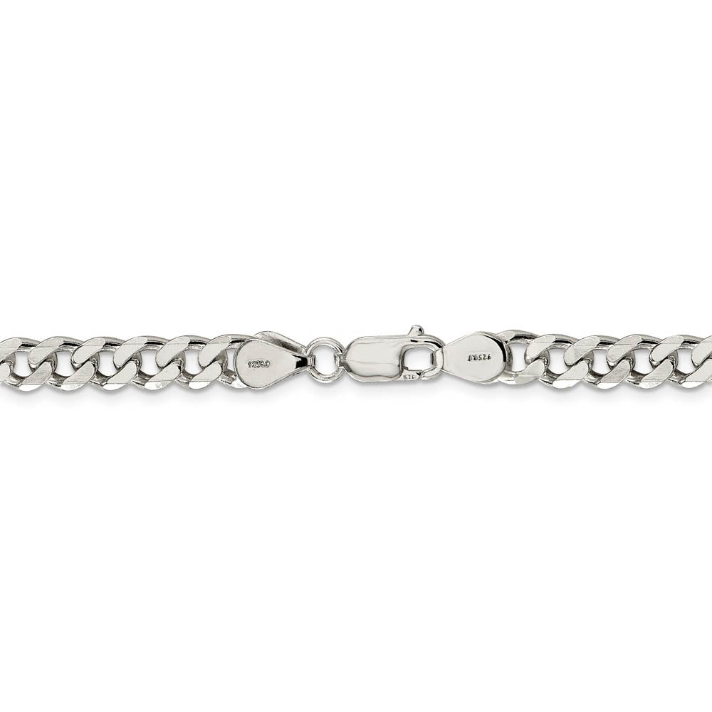 Alternate view of the Men's 7mm, Sterling Silver Solid Flat Curb Chain Necklace by The Black Bow Jewelry Co.