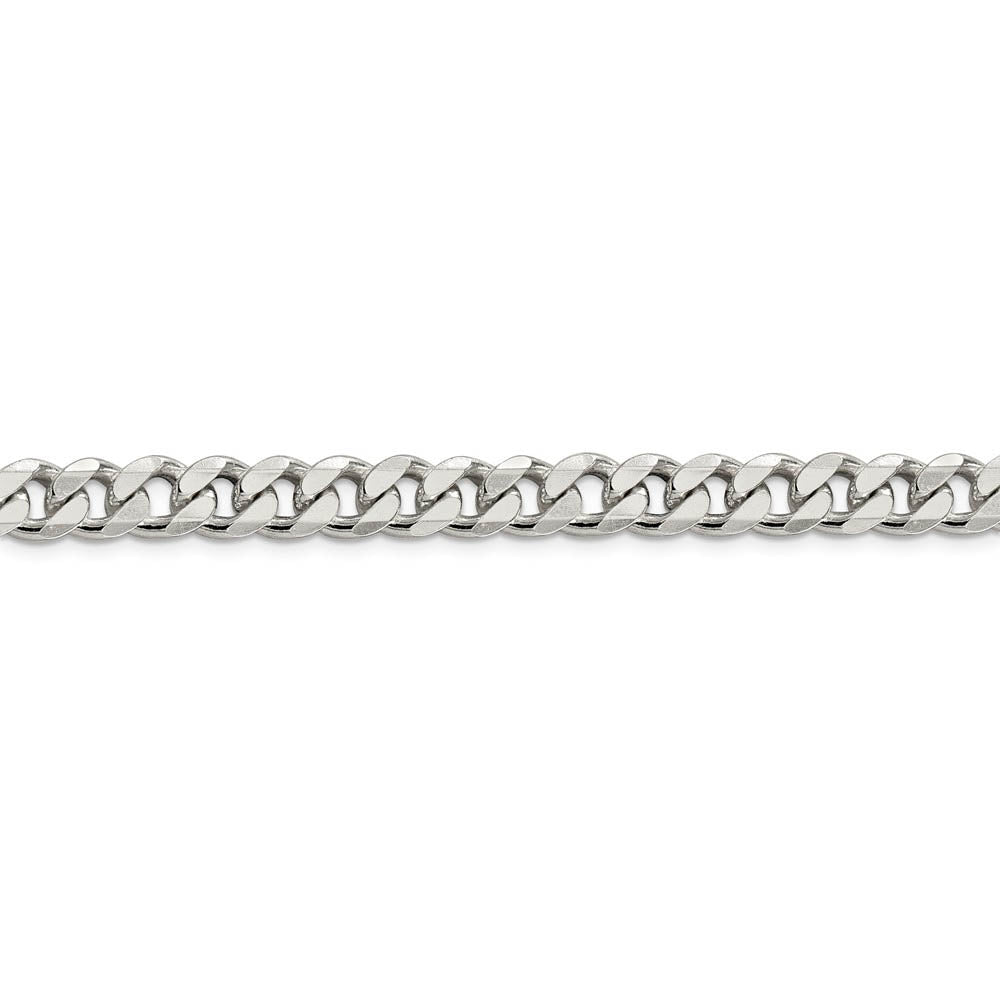 Alternate view of the Men's 8mm, Sterling Silver Solid Flat Curb Chain Bracelet by The Black Bow Jewelry Co.