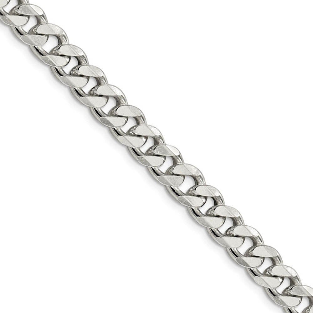 Men's 8mm, Sterling Silver Solid Flat Curb Chain Necklace, Item C8661 by The Black Bow Jewelry Co.