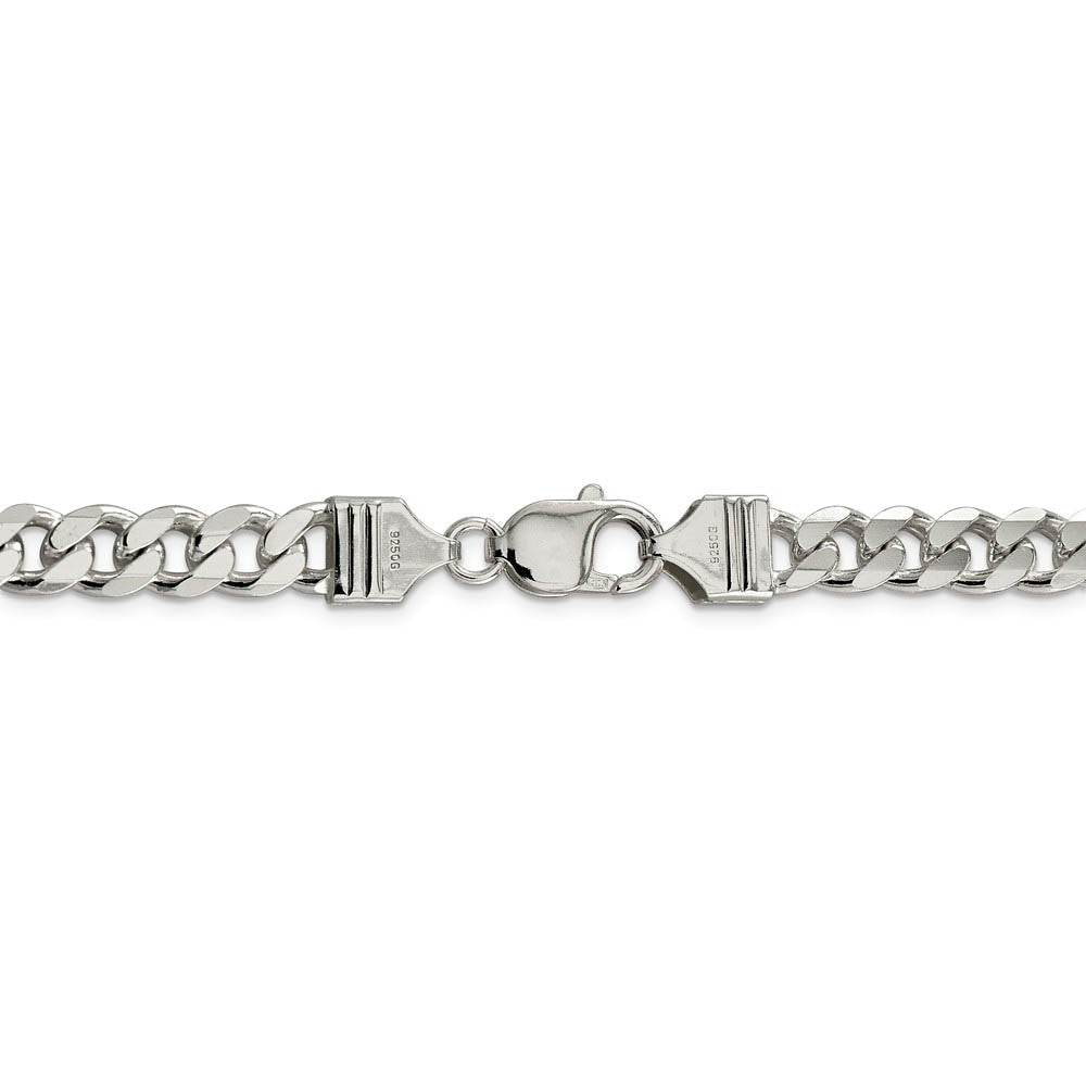 Alternate view of the Men's 8mm, Sterling Silver Solid Flat Curb Chain Necklace by The Black Bow Jewelry Co.