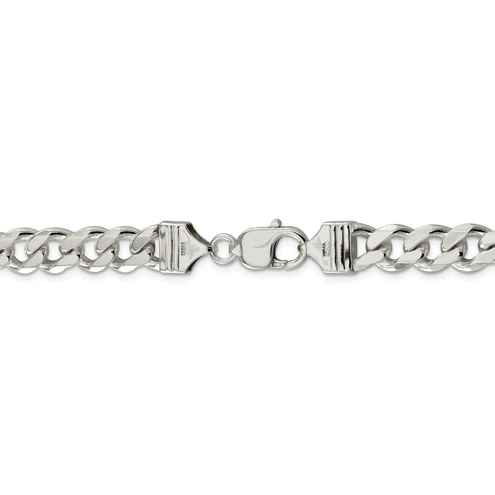 Alternate view of the Men's 9mm, Sterling Silver Solid Flat Curb Chain Necklace by The Black Bow Jewelry Co.