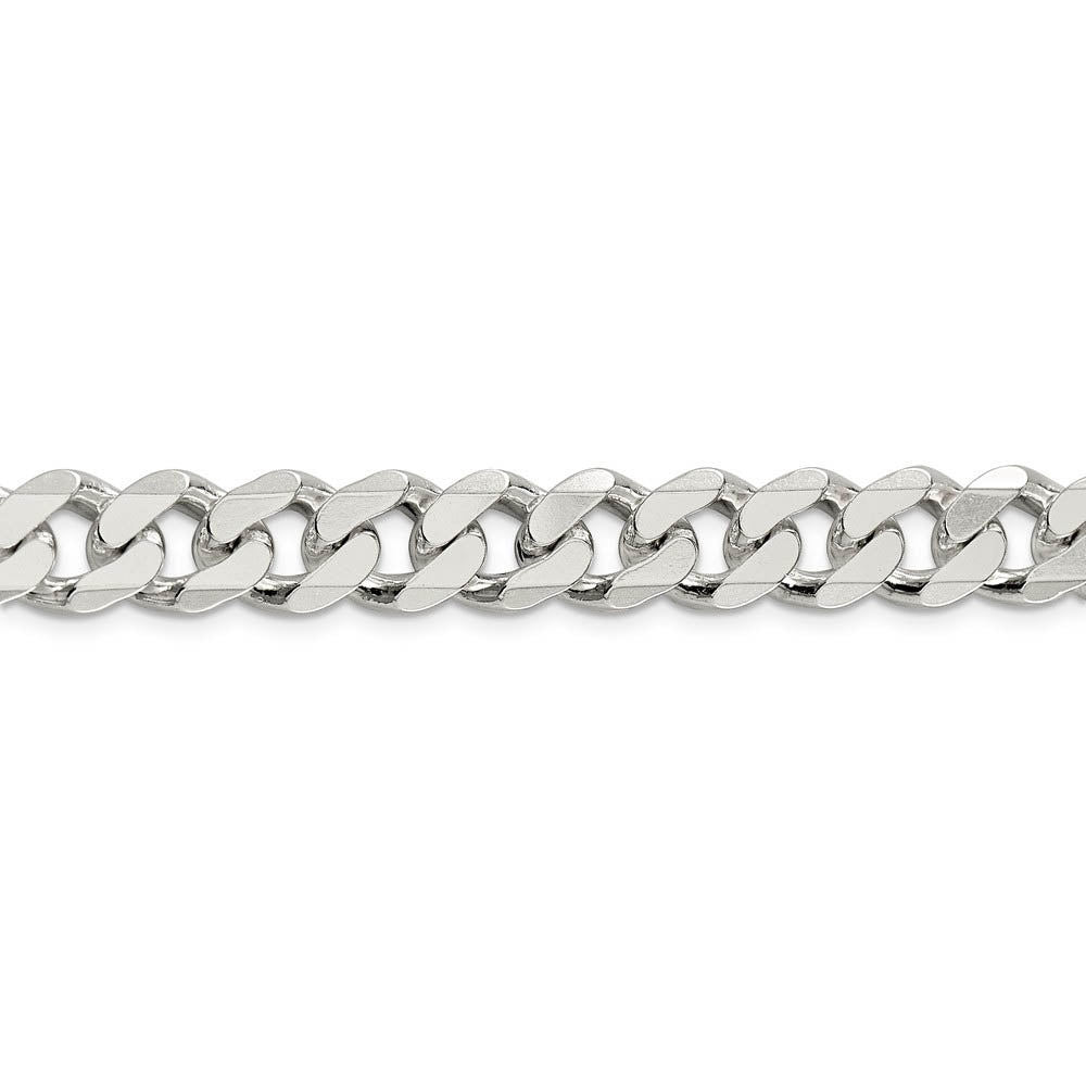 Alternate view of the Men's 11mm, Sterling Silver Solid Flat Curb Chain Bracelet by The Black Bow Jewelry Co.