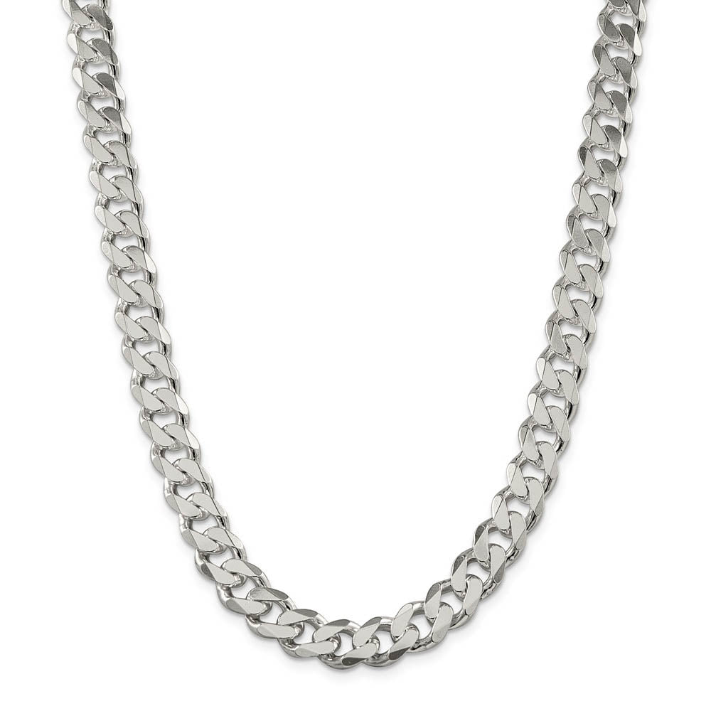 Alternate view of the Men's 11mm, Sterling Silver Solid Flat Curb Chain Necklace by The Black Bow Jewelry Co.